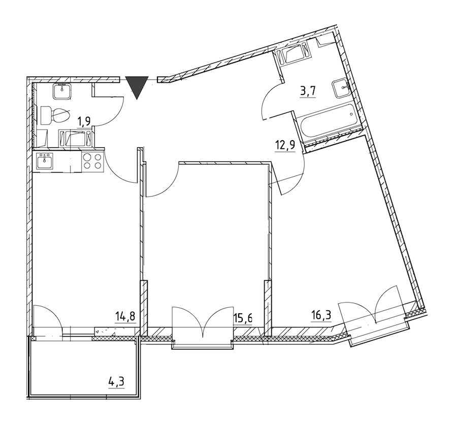 2-комнатная квартира 67.5 м², 6/8 эт., ЖК «Квартал Che»